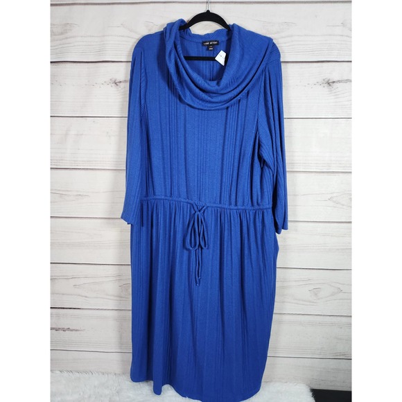 Lane Bryant Womens Sweater Dress Cowl Neck Long Sleeve Tie‎ Waist Blue 22/24 - Picture 1 of 6